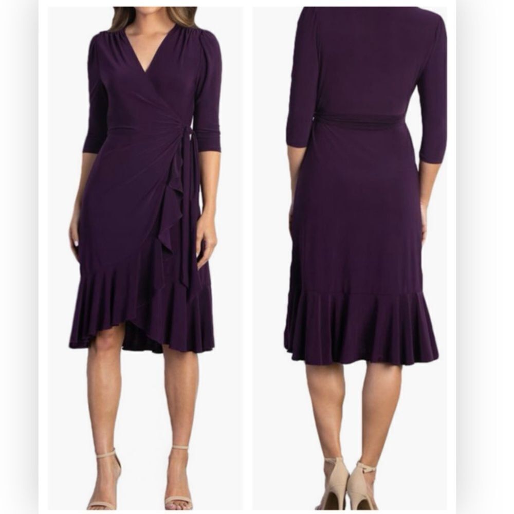 NWT Kiyonna Whimsy Ruffled Midi Wrap Dress